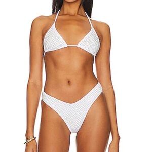 Revolve Nookie Rhinestone Rodeo Tri Bikini in White